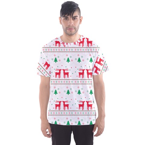Red Green And Blue Christmas Themed Illustration Men s Sport Mesh Tee by pakminggu