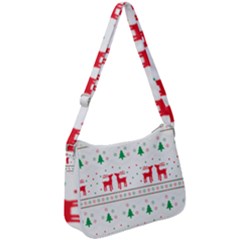 Red Green And Blue Christmas Themed Illustration Zip Up Shoulder Bag by pakminggu