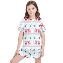 Red Green And Blue Christmas Themed Illustration Kids  Tee And Sports Shorts Set by pakminggu