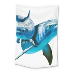 Two Dolphins Art Atlantic Dolphin Painting Animal Marine Mammal Small Tapestry by pakminggu