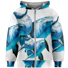 Two Dolphins Art Atlantic Dolphin Painting Animal Marine Mammal Kids  Zipper Hoodie Without Drawstring by pakminggu