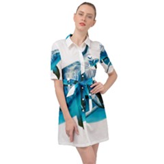 Two Dolphins Art Atlantic Dolphin Painting Animal Marine Mammal Belted Shirt Dress