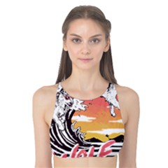 Gray Wolf Beach Waves A Wolf Animal Retro Tank Bikini Top