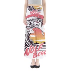 Gray Wolf Beach Waves A Wolf Animal Retro Full Length Maxi Skirt