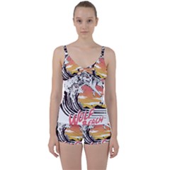 Gray Wolf Beach Waves A Wolf Animal Retro Tie Front Two Piece Tankini by pakminggu