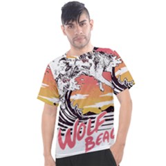 Gray Wolf Beach Waves A Wolf Animal Retro Men s Sport Top