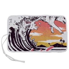 Gray Wolf Beach Waves A Wolf Animal Retro Pen Storage Case (M)