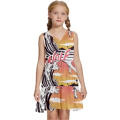 Gray Wolf Beach Waves A Wolf Animal Retro Kids  Sleeveless Tiered Mini Dress