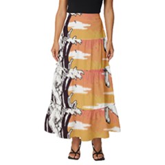 Gray Wolf Beach Waves A Wolf Animal Retro Tiered Ruffle Maxi Skirt by pakminggu