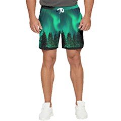 Aurora Northern Lights Phenomenon Atmosphere Sky Men s Runner Shorts by pakminggu