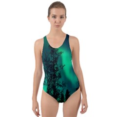 Aurora Northern Lights Celestial Magical Astronomy Cut-out Back One Piece Swimsuit by pakminggu