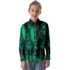 Aurora Northern Lights Celestial Magical Astronomy Kids  Long Sleeve Shirt by pakminggu
