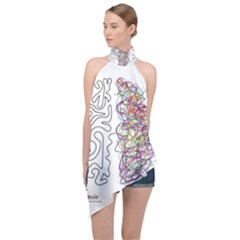 Neurodivergent Creative Smart Brain Halter Asymmetric Satin Top by pakminggu