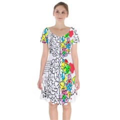 Brain Left Logic Language Science Short Sleeve Bardot Dress by pakminggu