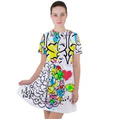 Brain Left Logic Language Science Short Sleeve Shoulder Cut Out Dress  by pakminggu