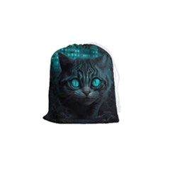 Angry Cat Fantasy Drawstring Pouch (small)