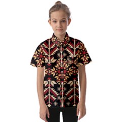 Vector Illustration Of Ukrainian Folk Seamless Pattern Ethnic Ornament Border Element Traditional Kids  Short Sleeve Shirt