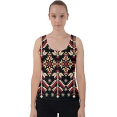 Vector Illustration Of Ukrainian Folk Seamless Pattern Ethnic Ornament Border Element Traditional Velvet Tank Top