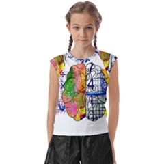 Brain Cerebrum Biology Abstract Kids  Raglan Cap Sleeve Tee