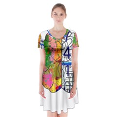 Brain Cerebrum Biology Abstract Short Sleeve V-neck Flare Dress