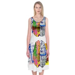 Brain Cerebrum Biology Abstract Midi Sleeveless Dress