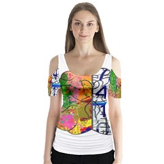 Brain Cerebrum Biology Abstract Butterfly Sleeve Cutout Tee 