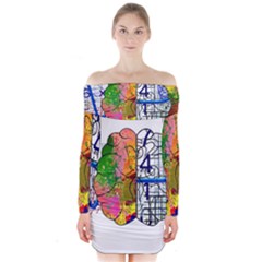 Brain Cerebrum Biology Abstract Long Sleeve Off Shoulder Dress