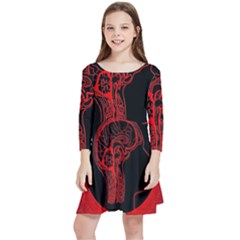 Artificial Intelligence Brain Think Kids  Quarter Sleeve Skater Dress by pakminggu