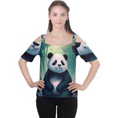 Animal Panda Forest Tree Natural Cutout Shoulder Tee