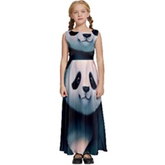 Animal Panda Forest Tree Natural Kids  Satin Sleeveless Maxi Dress by pakminggu