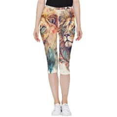 Lion Africa African Art Inside Out Lightweight Velour Capri Leggings  by pakminggu