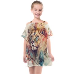 Lion Africa African Art Kids  One Piece Chiffon Dress by pakminggu