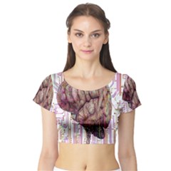 Brain Think Neurons Circuit Short Sleeve Crop Top