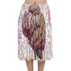 Brain Think Neurons Circuit Velvet Flared Midi Skirt by pakminggu