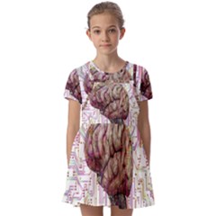 Brain Think Neurons Circuit Kids  Short Sleeve Pinafore Style Dress by pakminggu