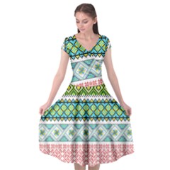 Ukraine Ornament Pattern Symbolism Geometric Cap Sleeve Wrap Front Dress by pakminggu