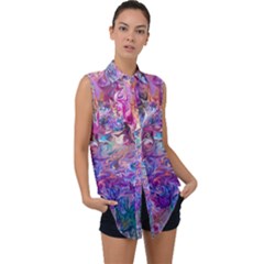 Painted flames Sleeveless Chiffon Button Shirt