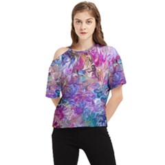 Painted flames One Shoulder Cut Out Tee