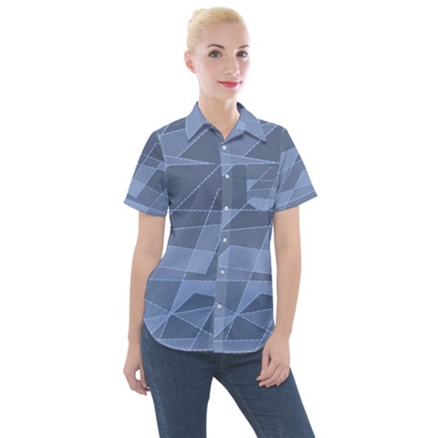 Lines Shapes Pattern Web Creative Women s Short Sleeve Pocket Shirt by danenraven