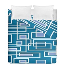 Geometric Rectangle Shape Linear Duvet Cover Double Side (Full/ Double Size)