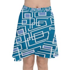 Geometric Rectangle Shape Linear Chiffon Wrap Front Skirt