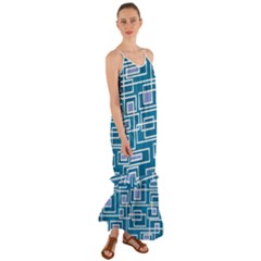 Geometric Rectangle Shape Linear Cami Maxi Ruffle Chiffon Dress by danenraven
