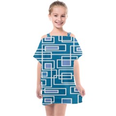 Geometric Rectangle Shape Linear Kids  One Piece Chiffon Dress