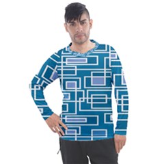 Geometric Rectangle Shape Linear Men s Pique Long Sleeve Tee