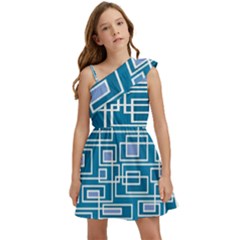 Geometric Rectangle Shape Linear Kids  One Shoulder Party Dress by danenraven