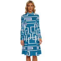 Geometric Rectangle Shape Linear Long Sleeve Shirt Collar A-line Dress by danenraven