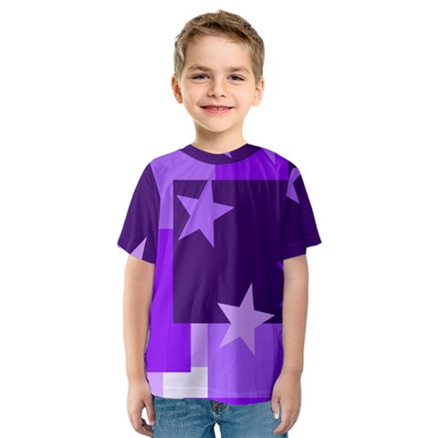 Purple Stars Pattern Shape Kids  Sport Mesh Tee by danenraven