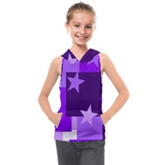 Purple Stars Pattern Shape Kids  Sleeveless Hoodie by danenraven