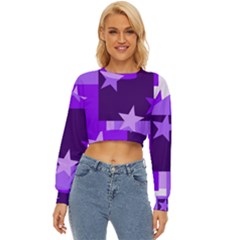 Purple Stars Pattern Shape Lightweight Long Sleeve Sweatshirt by danenraven