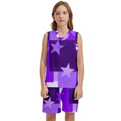 Purple Stars Pattern Shape Kids  Basketball Mesh Set by danenraven